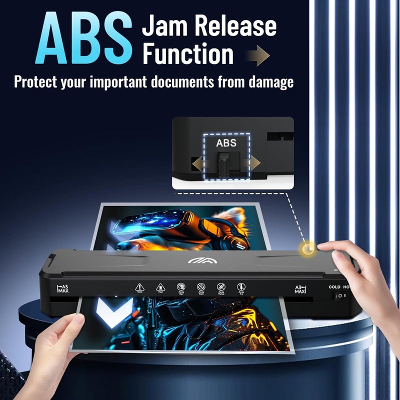 Raycial 13 Inch Laminator Machine with 50 Laminating Sheets, Fast Warm-Up No Jam A3 Laminator, 11x17 Cold & Thermal Laminating Machine for Home School Office - Image 5